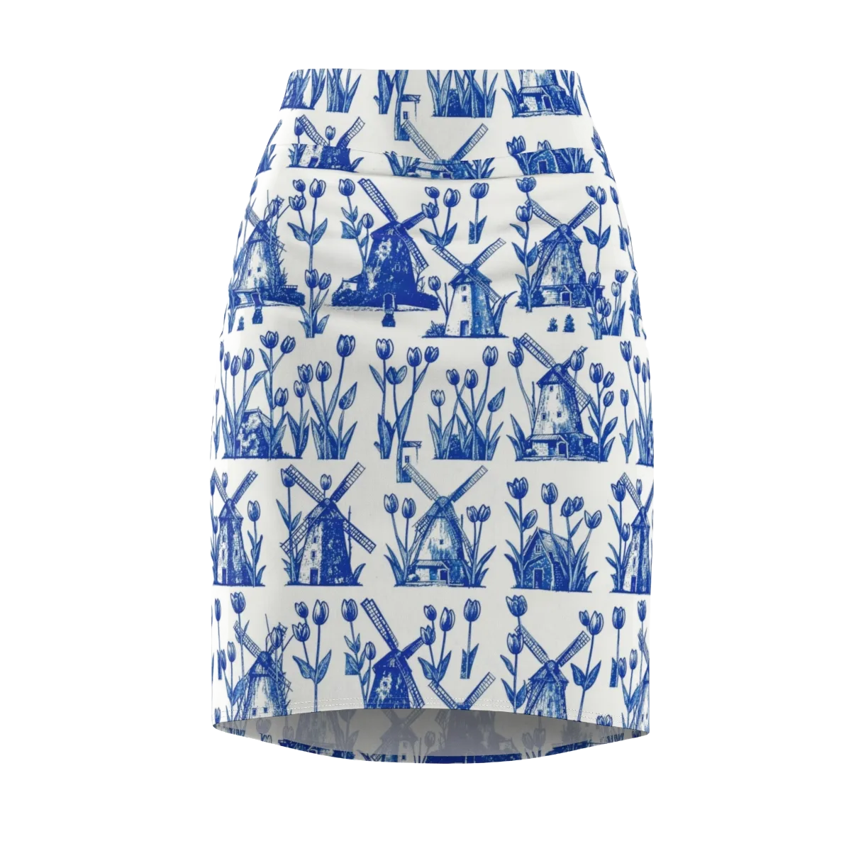 Bluebell Windmills on Pencil Skirt — Front
