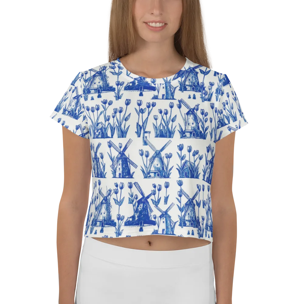Bluebell Windmills on Crop Tee — Front