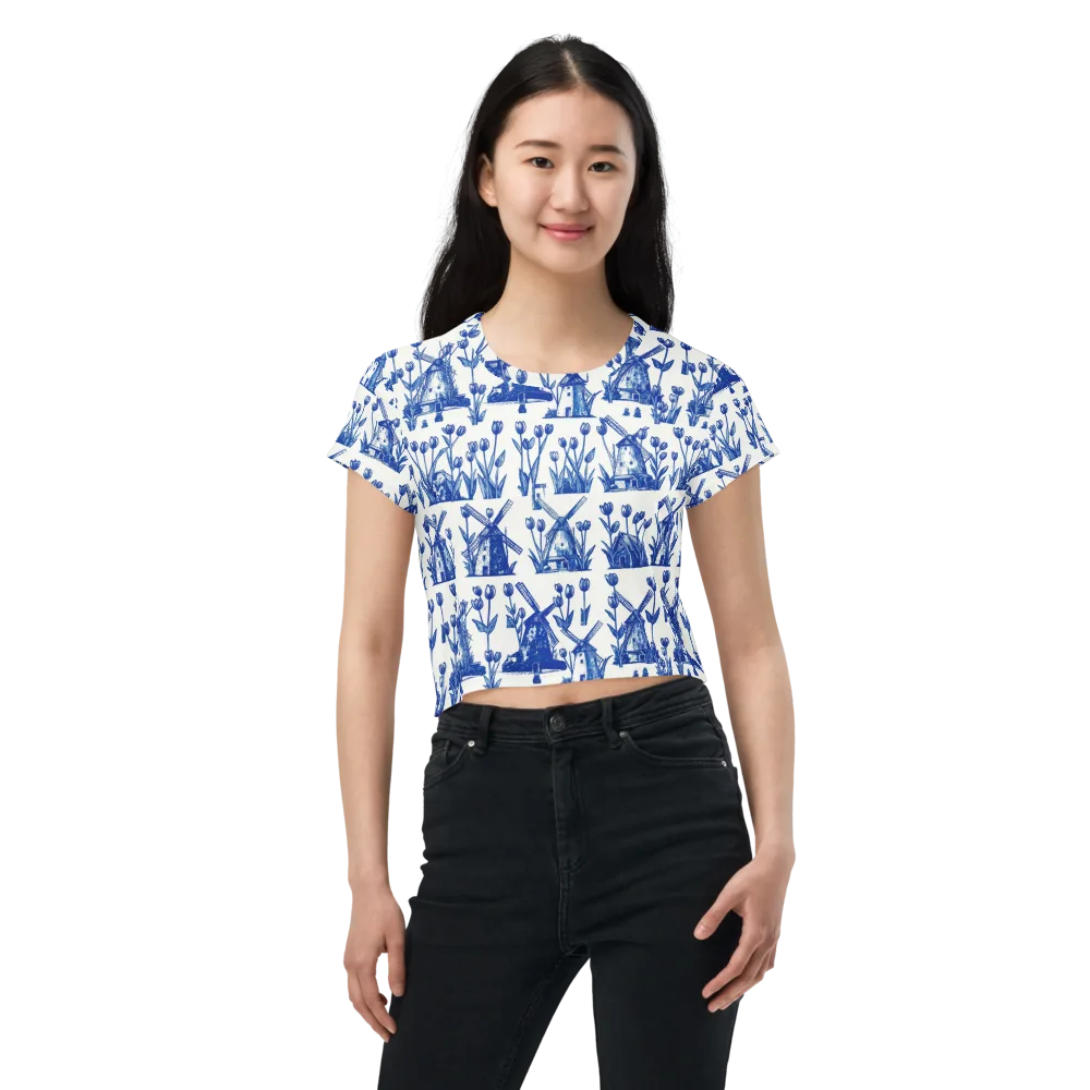 Bluebell Windmills on Crop Tee — Front