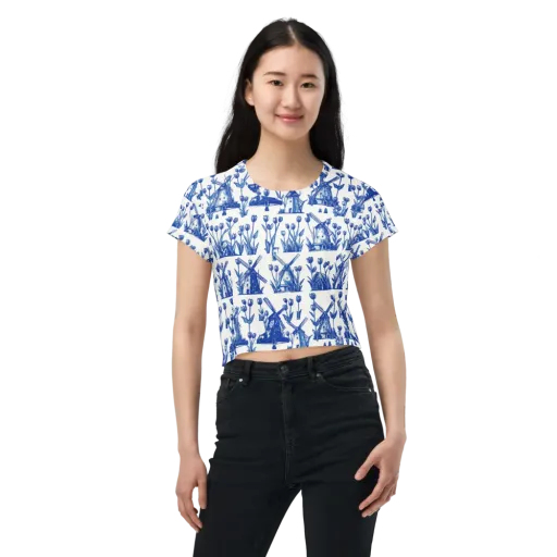 Bluebell Windmills on a Crop Tee