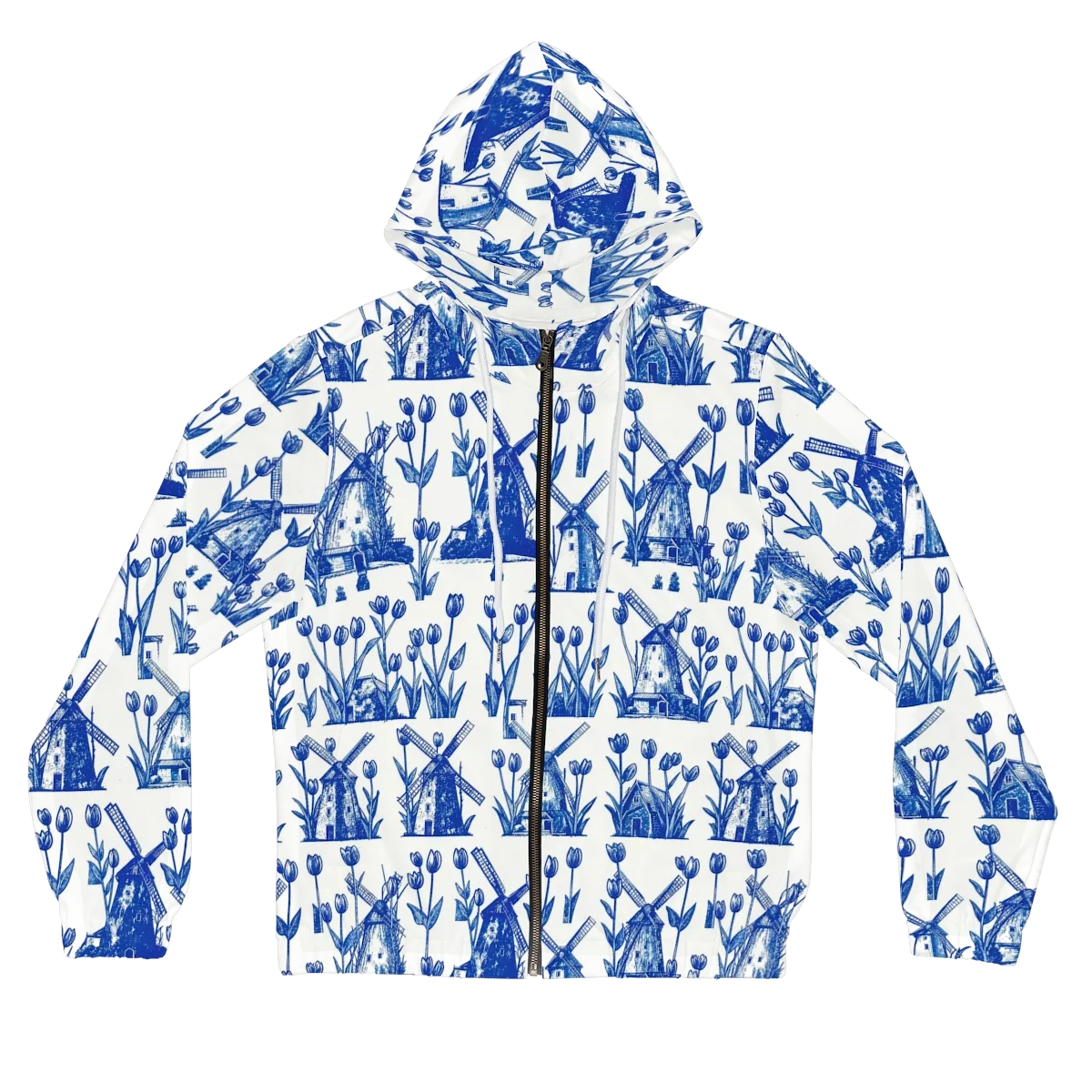Bluebell Windmills on Women's Full-Zip Hoodie — Front