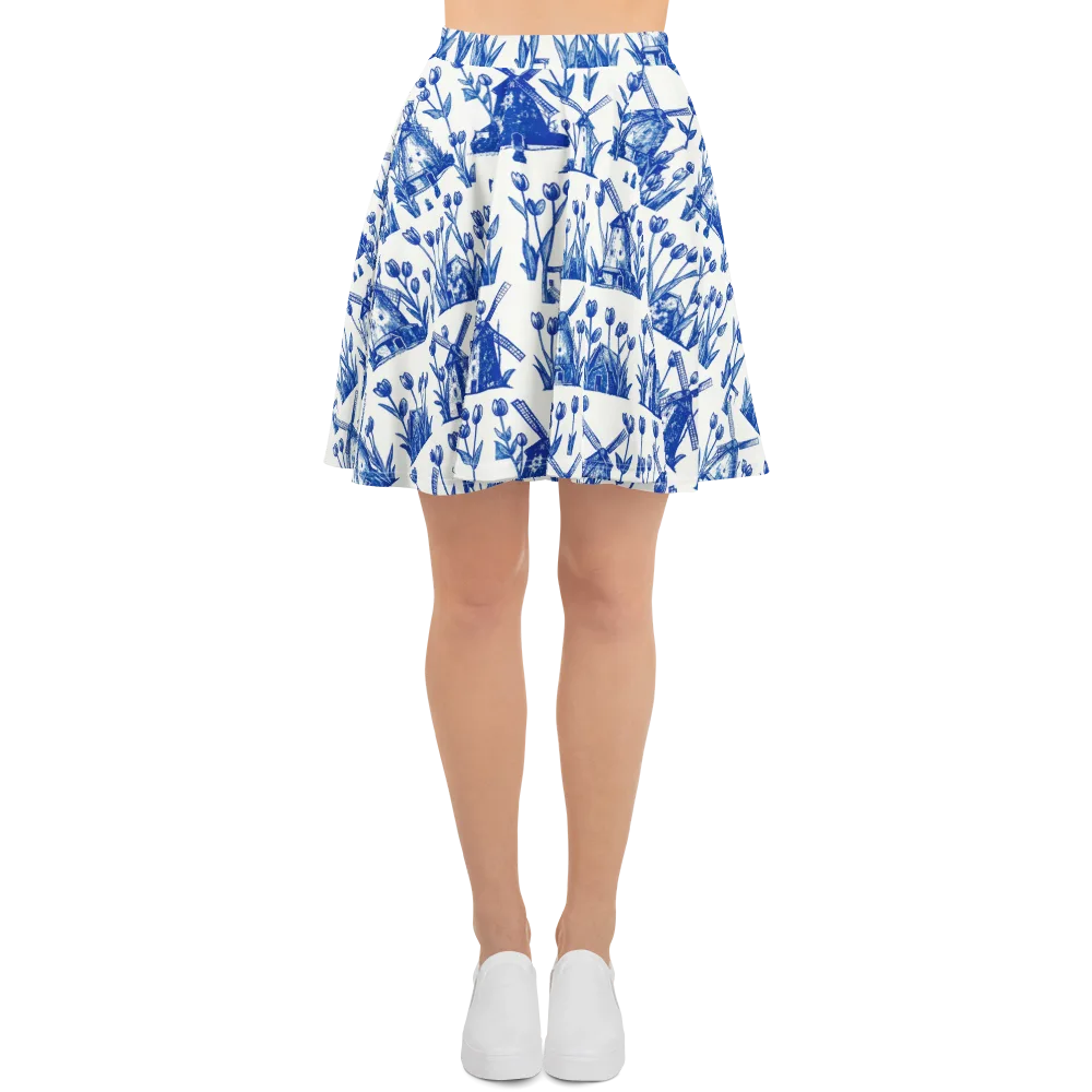 Bluebell Windmills on Skater Skirt — Front