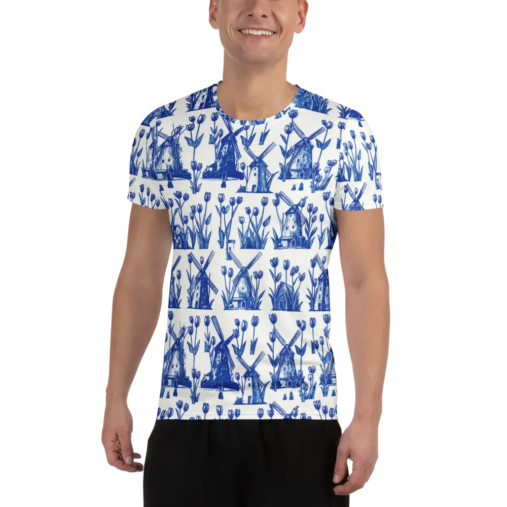 Bluebell Windmills on Men's Athletic T-Shirt — Front