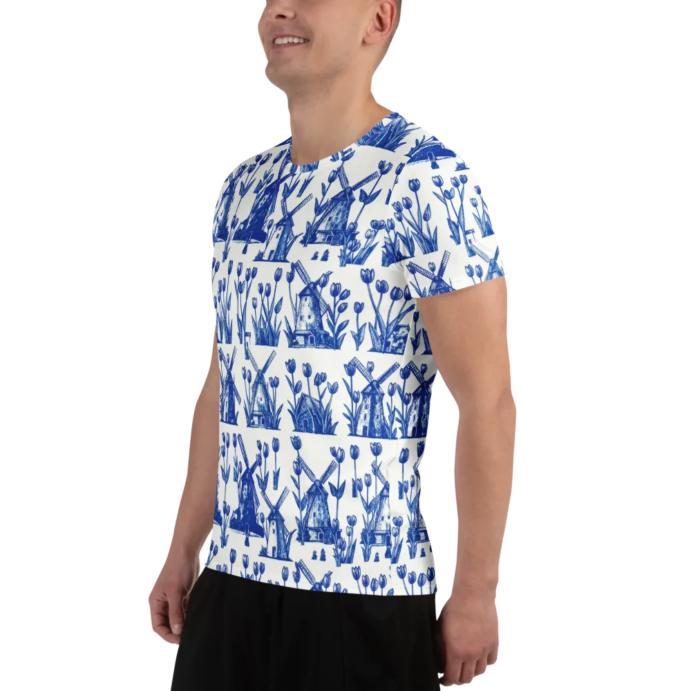 Bluebell Windmills on Men's Athletic T-Shirt — Left