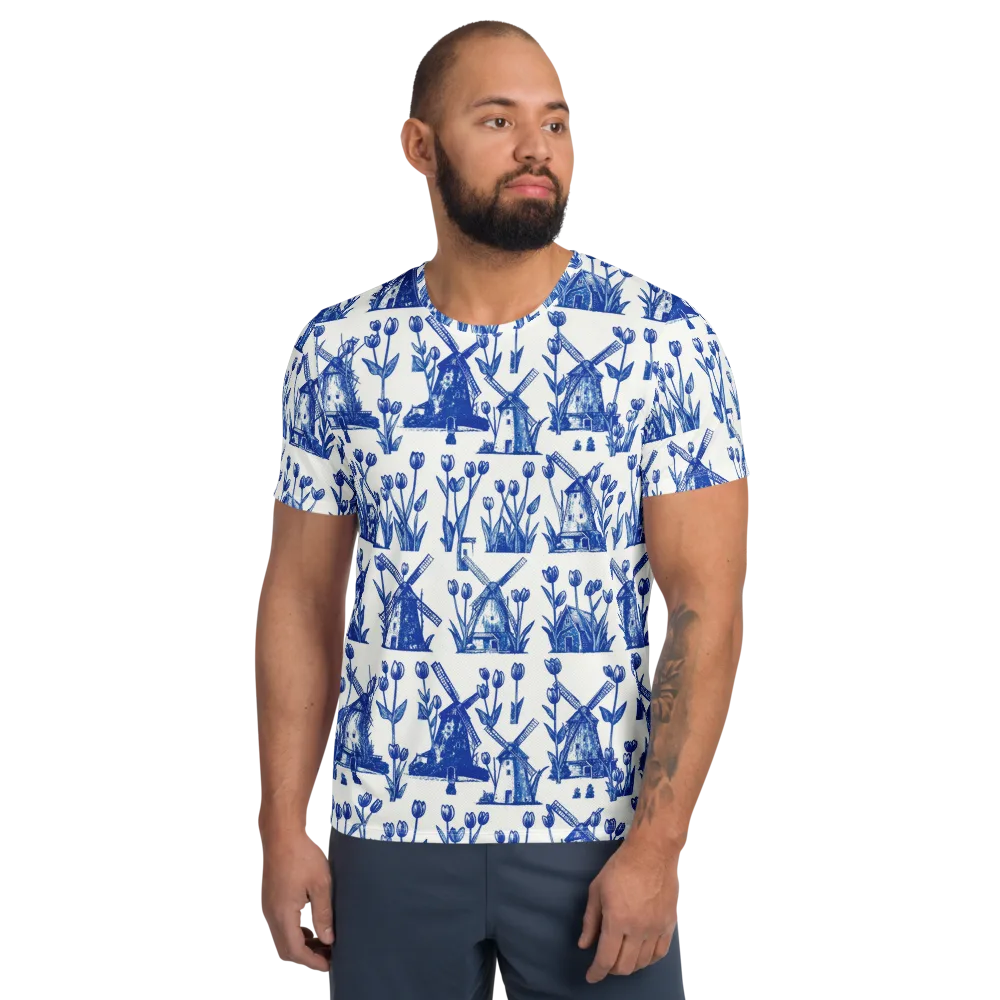 Bluebell Windmills on Men's Athletic T-Shirt — Front