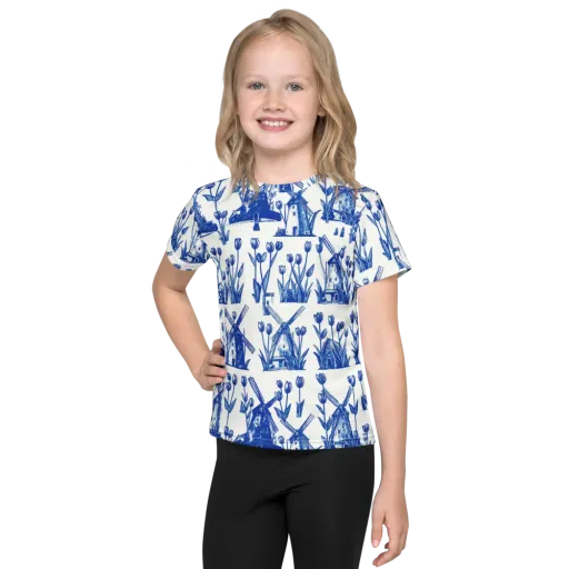 Bluebell Windmills on a Kids Crew Neck T-Shirt
