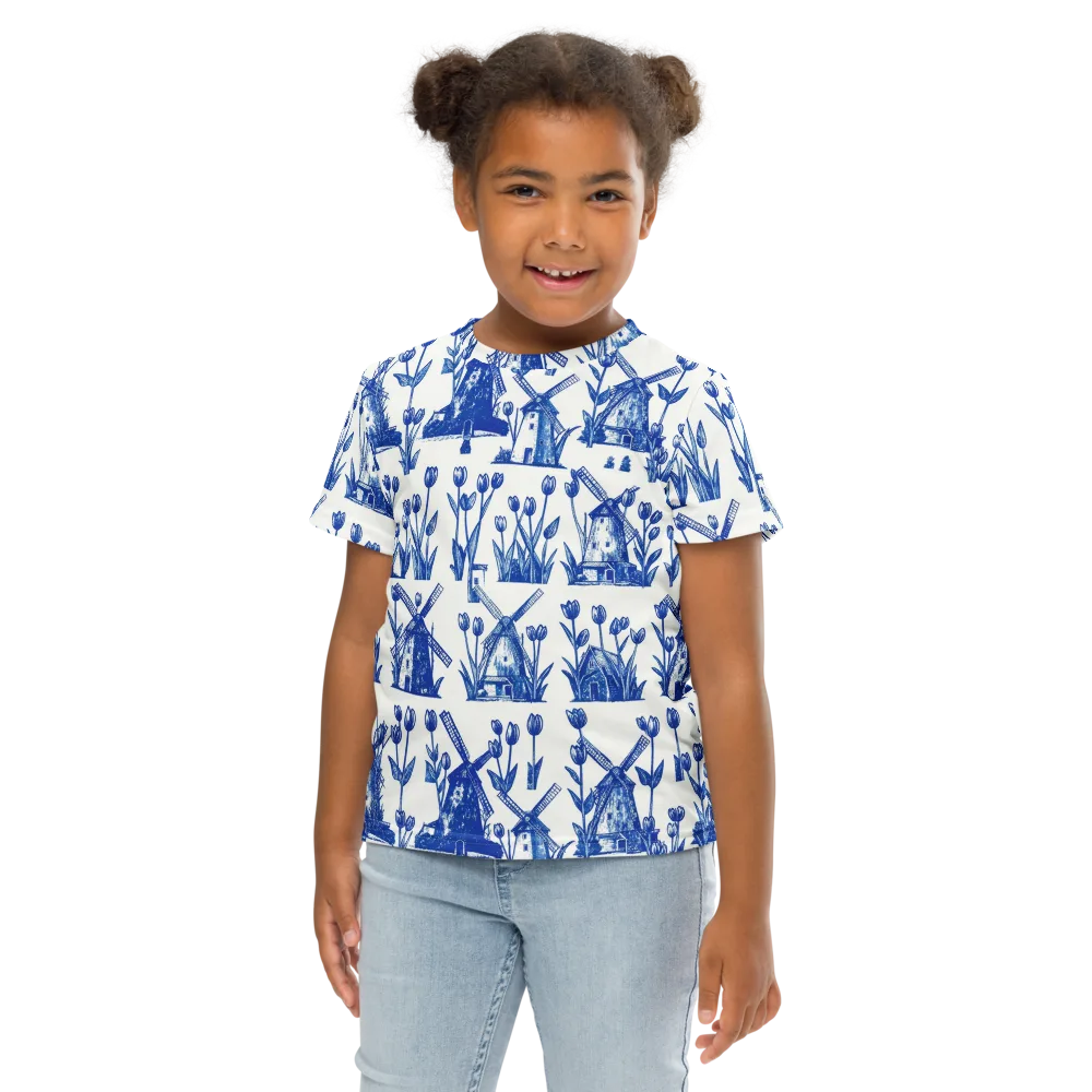 Bluebell Windmills on Kids Crew Neck T-Shirt — Front