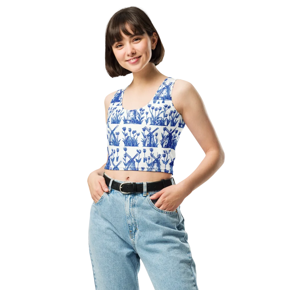 Bluebell Windmills on Crop Top — Front