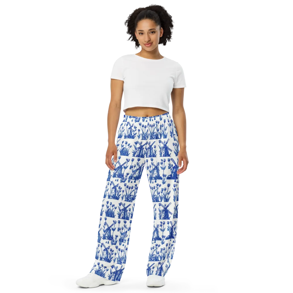 Bluebell Windmills on Wide-Leg Pants — Front
