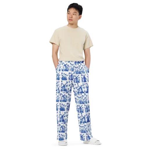 Bluebell Windmills on a Wide-Leg Pants