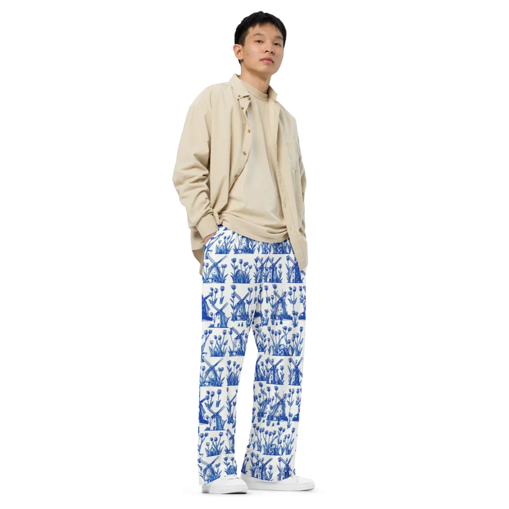 Bluebell Windmills on Wide-Leg Pants — Right Front