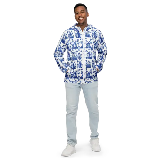 Bluebell Windmills on a Men's Windbreaker