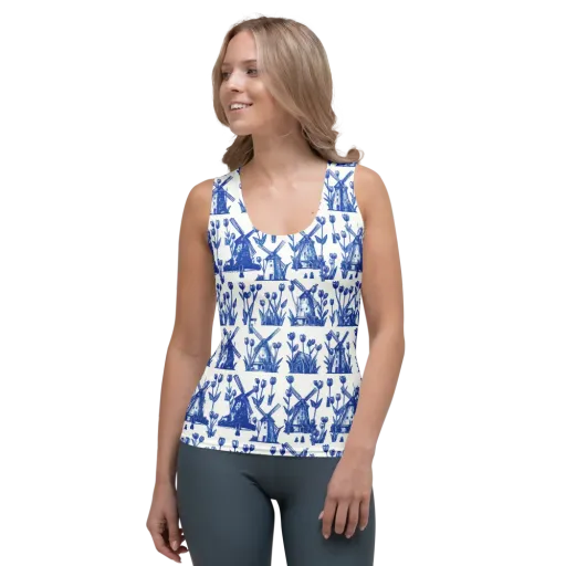 Bluebell Windmills on a Women's Tank Top