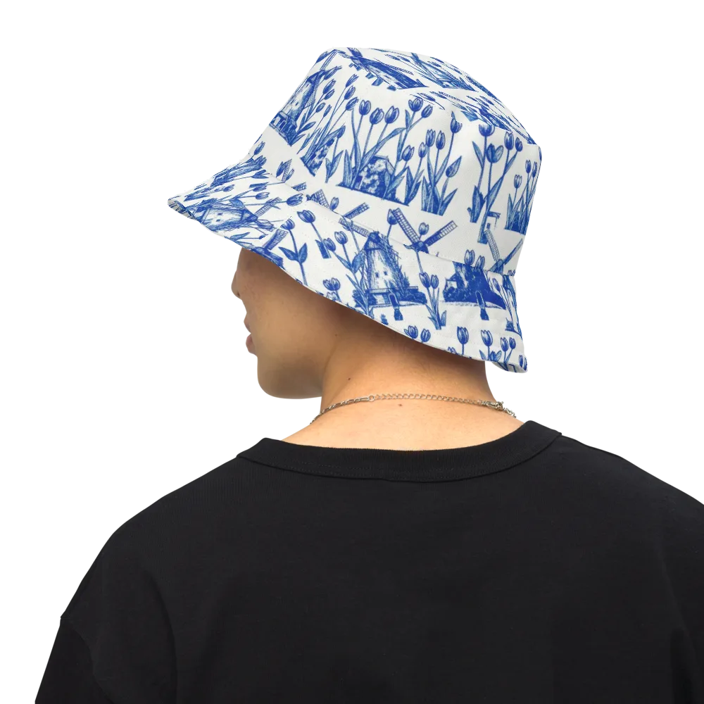 Bluebell Windmills on Reversible Bucket Hat — Back Inside
