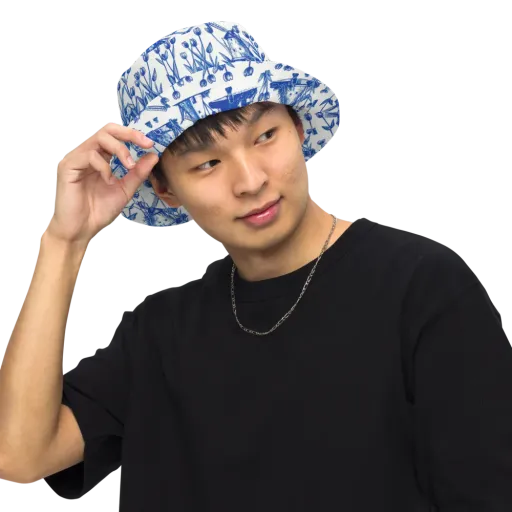 Bluebell Windmills on a Reversible Bucket Hat
