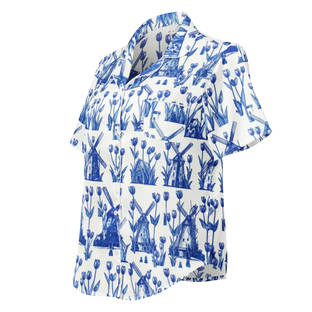 Bluebell Windmills on Women's Short Sleeve Pajama Top — Left Front