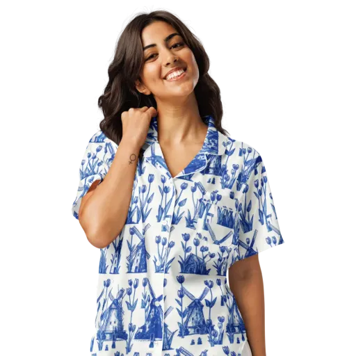 Bluebell Windmills on a Women's Short Sleeve Pajama Top