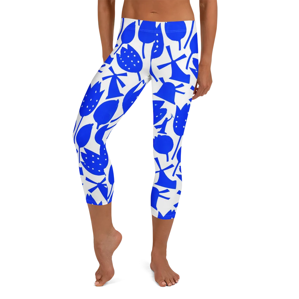 Bluebell Static on Capri Leggings — Front