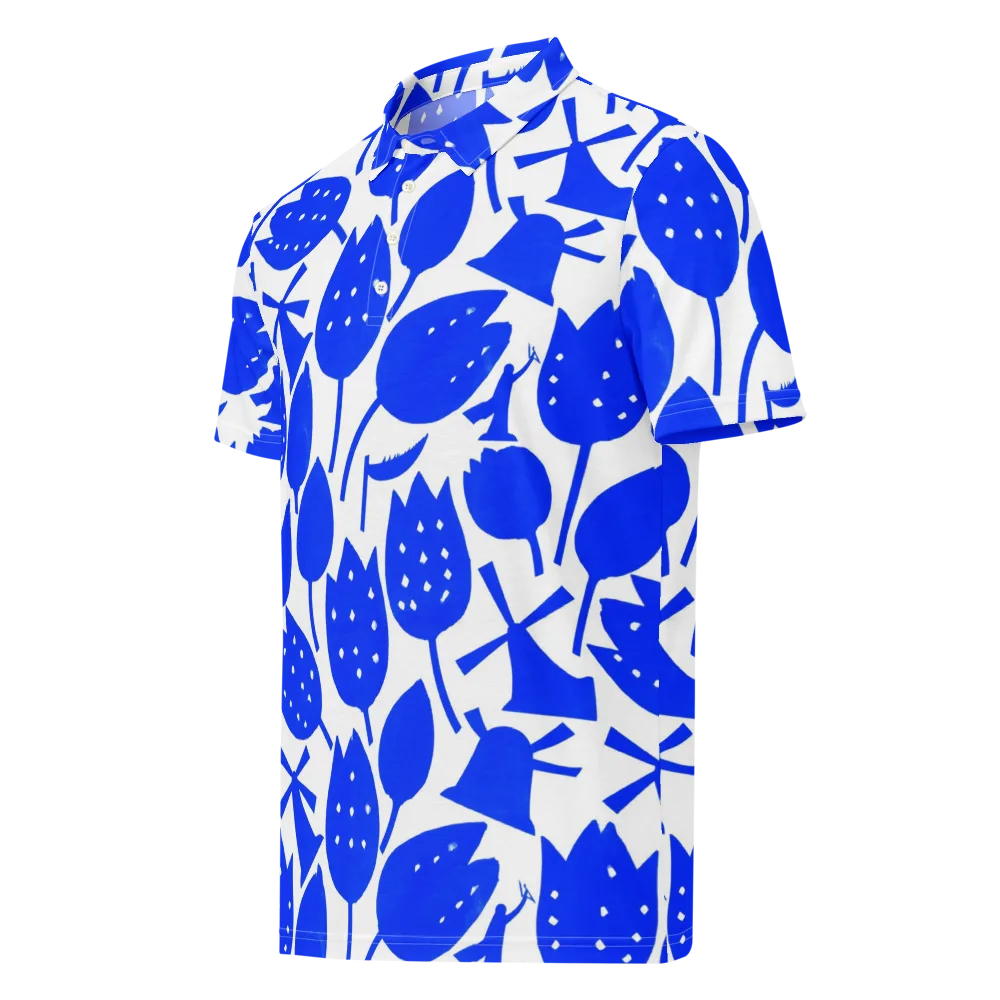 Bluebell Static on Men's Slim Fit Polo Shirt — Left Front