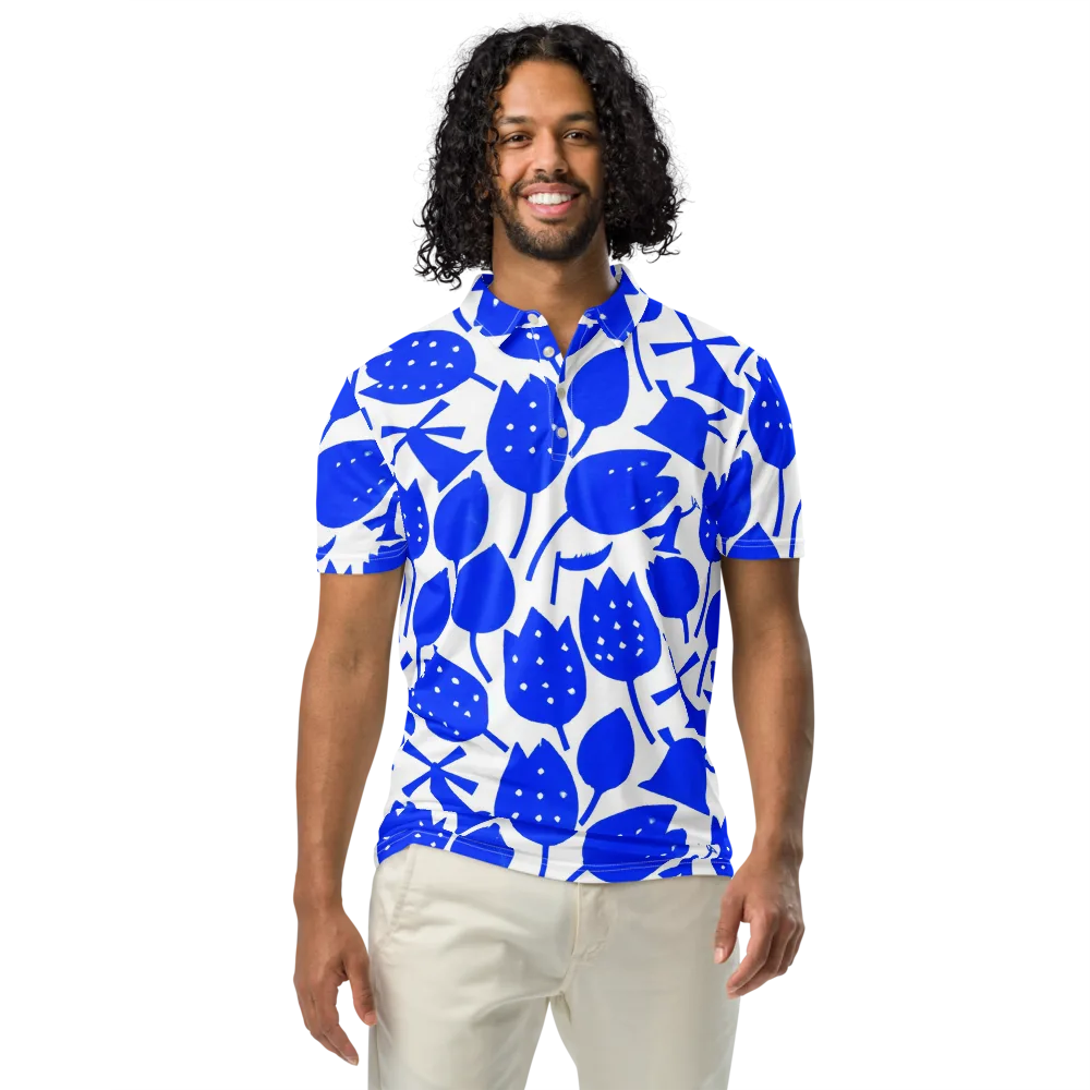 Bluebell Static on Men's Slim Fit Polo Shirt — Front