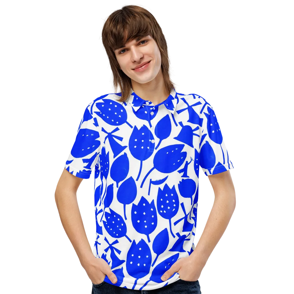 Bluebell Static on Men's Slim Fit Polo Shirt — Front