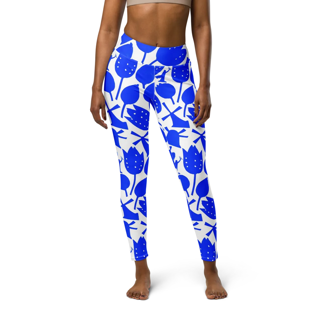 Bluebell Static on Yoga Leggings — Front