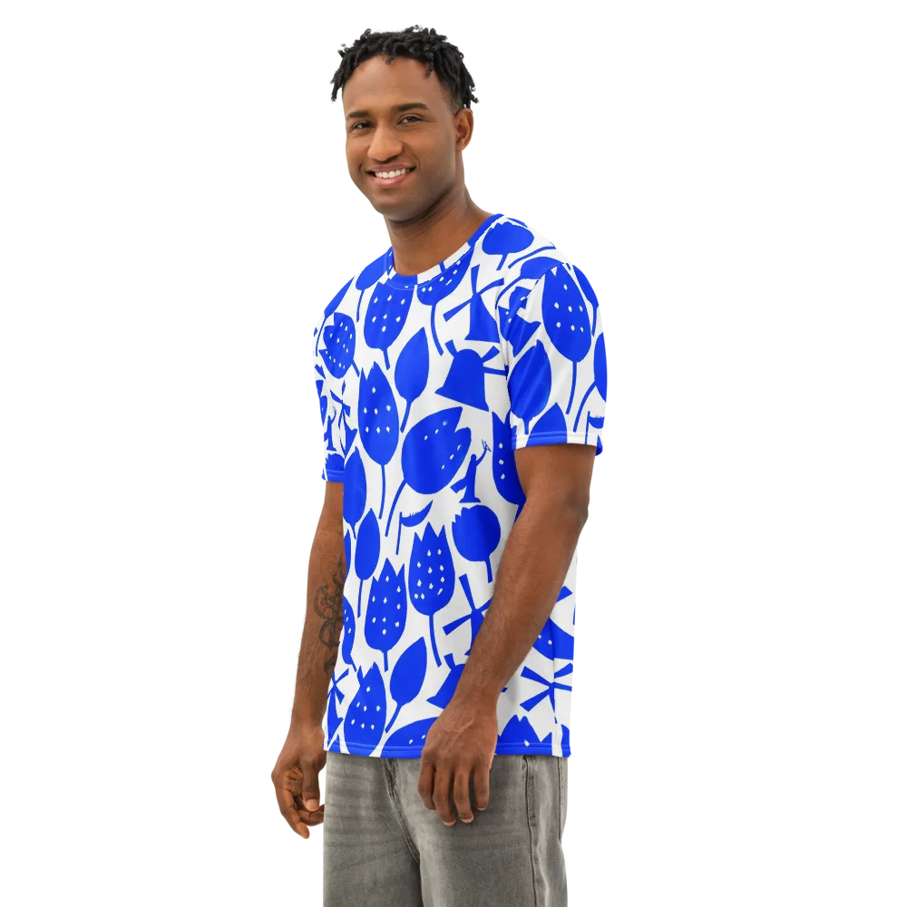 Bluebell Static on Men's Cotton Crew Neck T-Shirt — Left Front