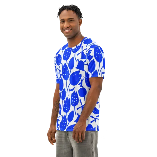 Bluebell Static on a Men's Cotton Crew Neck T-Shirt