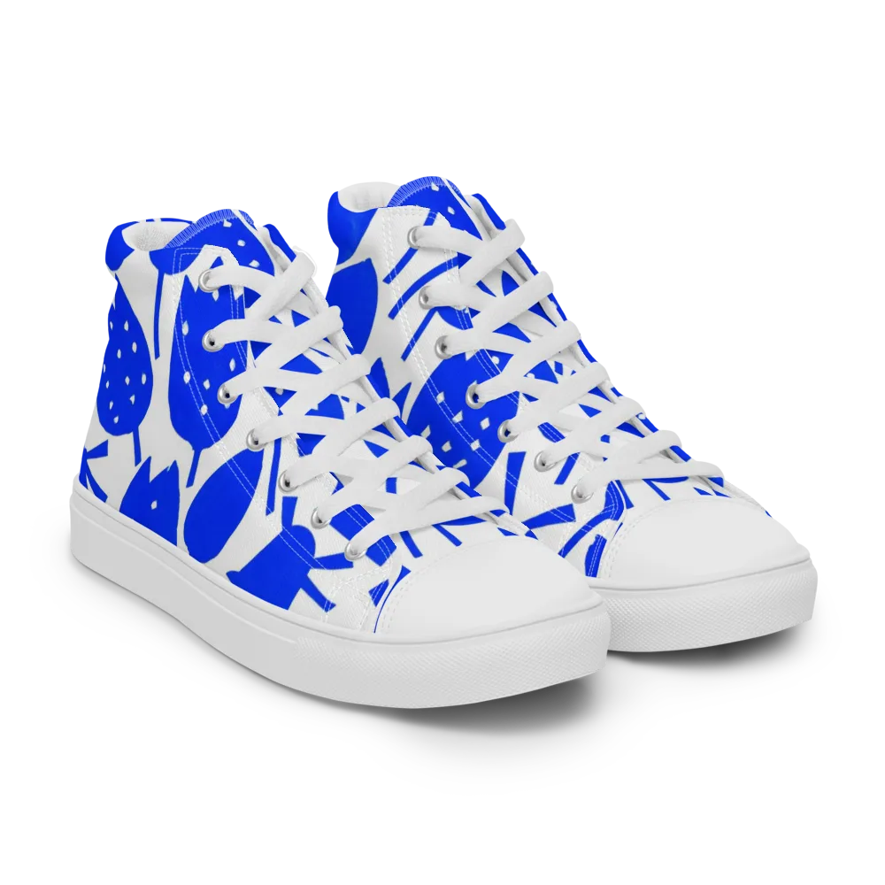 Bluebell Static on Men's High Top Canvas Shoes — Right Front