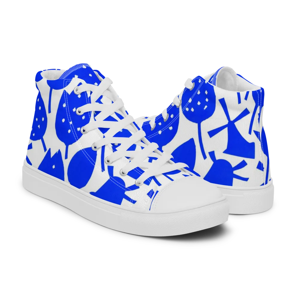 Bluebell Static on Men's High Top Canvas Shoes — Right