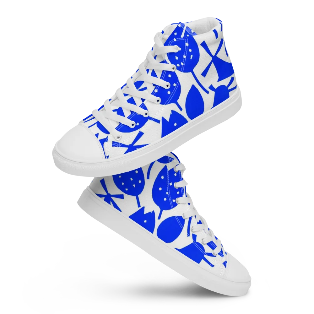 Bluebell Static on Men's High Top Canvas Shoes — Front