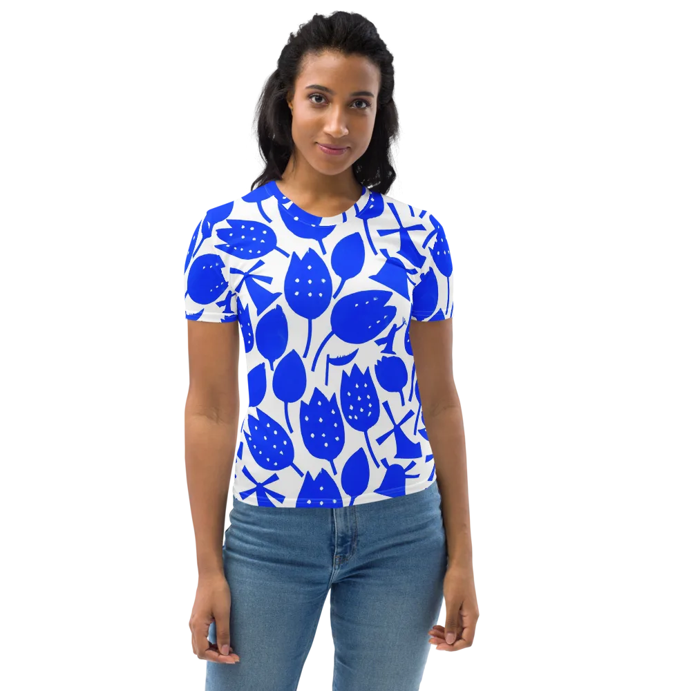 Bluebell Static on Women's Crew Neck T-Shirt — Front