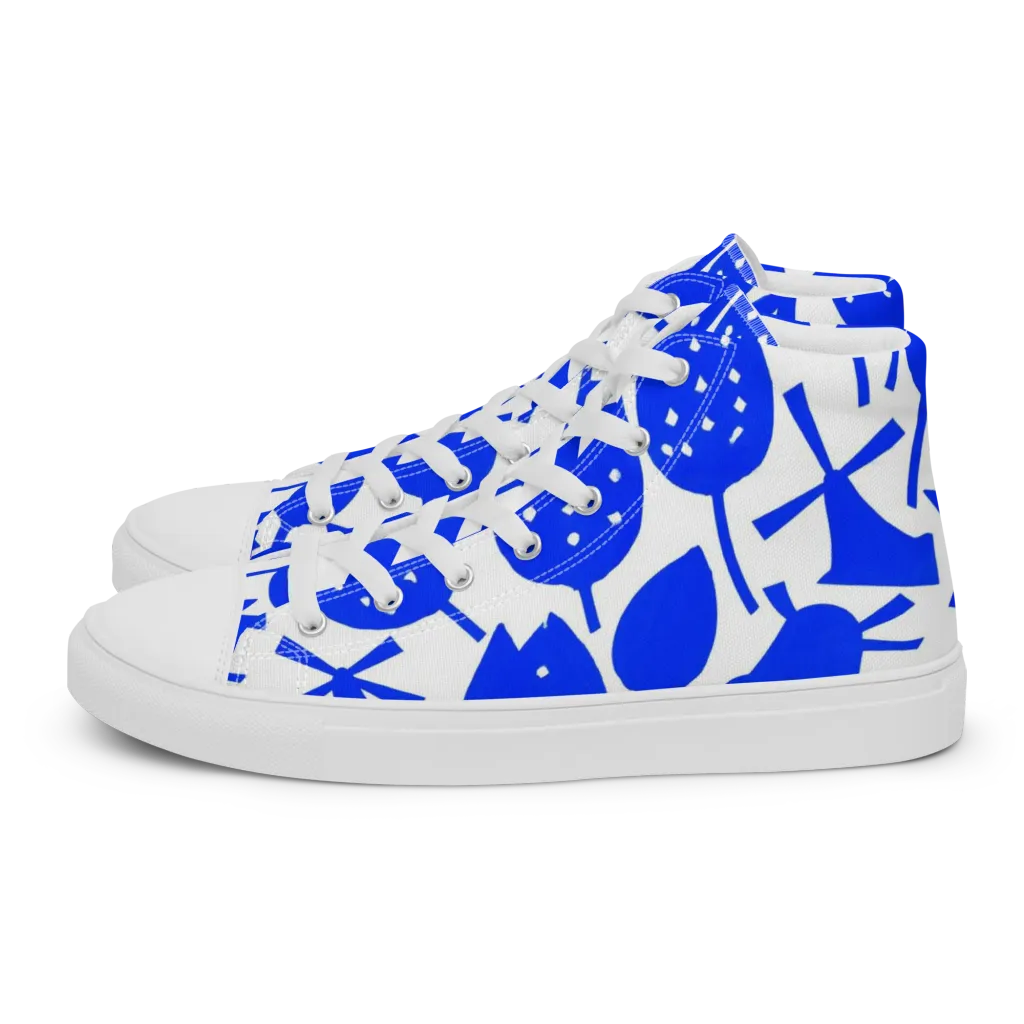 Bluebell Static on Women's High Top Canvas Shoes — Left