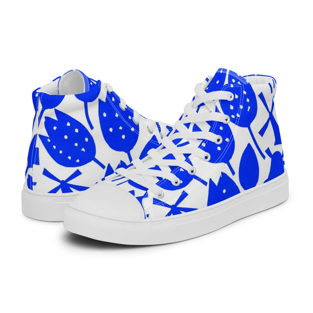 Bluebell Static on Women's High Top Canvas Shoes — Left