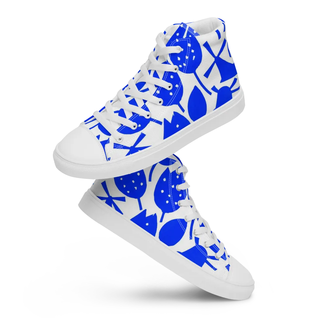 Bluebell Static on Women's High Top Canvas Shoes — Front