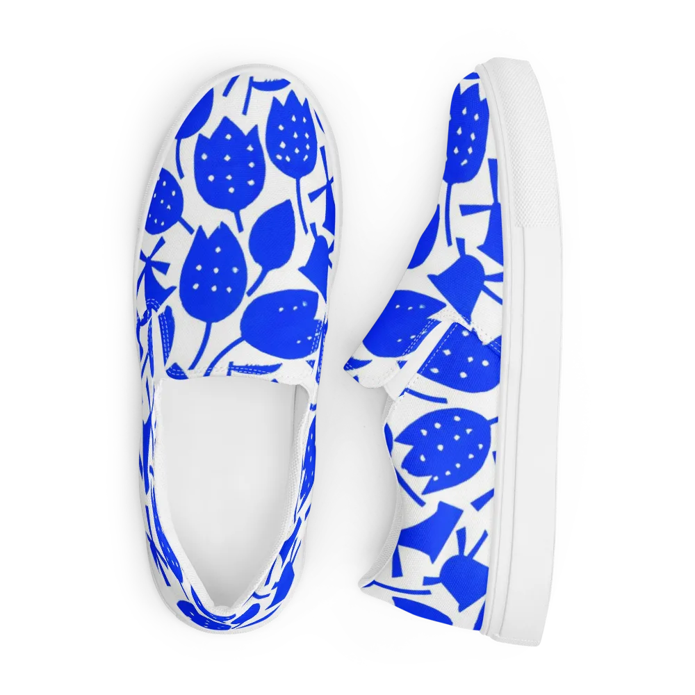 Bluebell Static on Men's Slip-On Canvas Shoes — Front