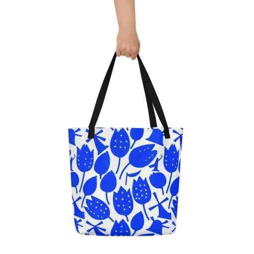 Bluebell Static on a Large Tote Bag W/ Pocket