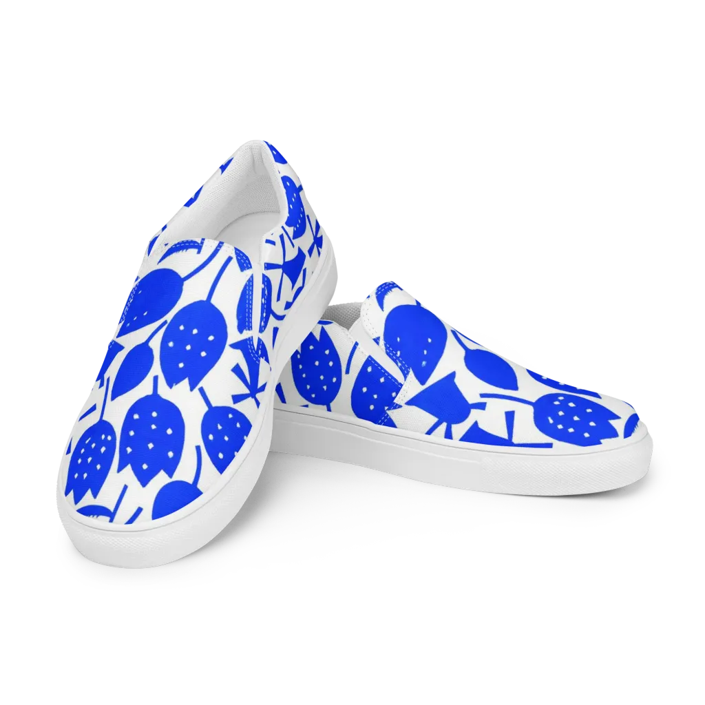 Bluebell Static on Women's Slip-On Canvas Shoes — Left Front