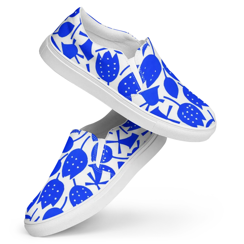 Bluebell Static on Women's Slip-On Canvas Shoes — Front
