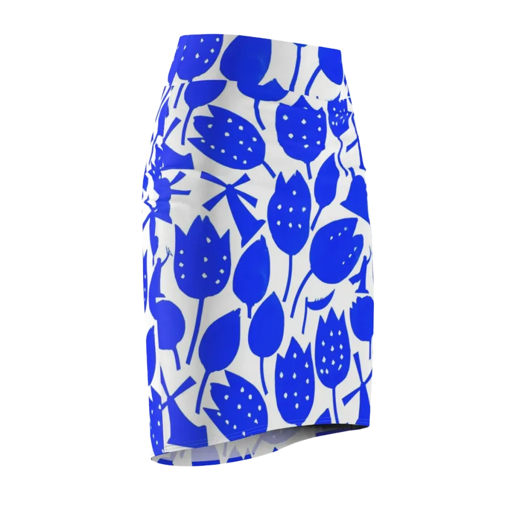 Bluebell Static on Pencil Skirt — Front Side