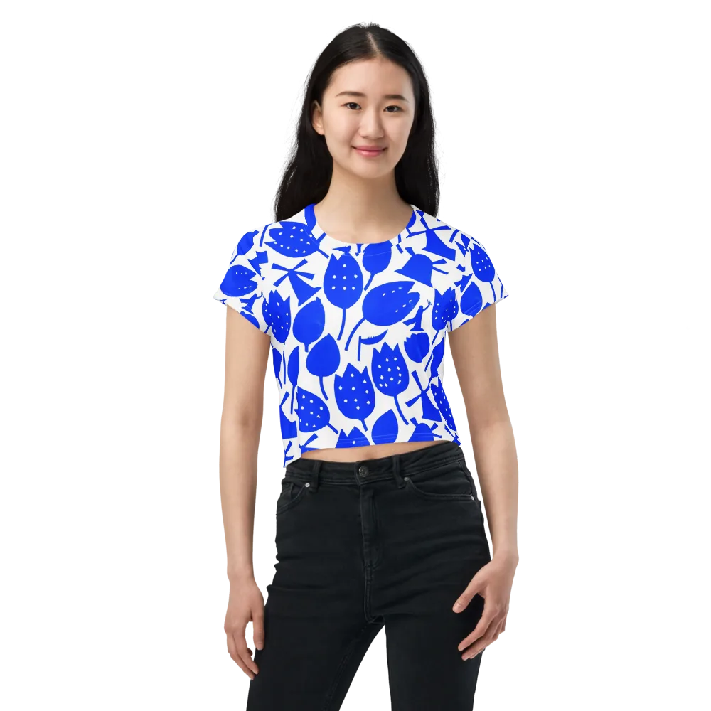 Bluebell Static on Crop Tee — Front