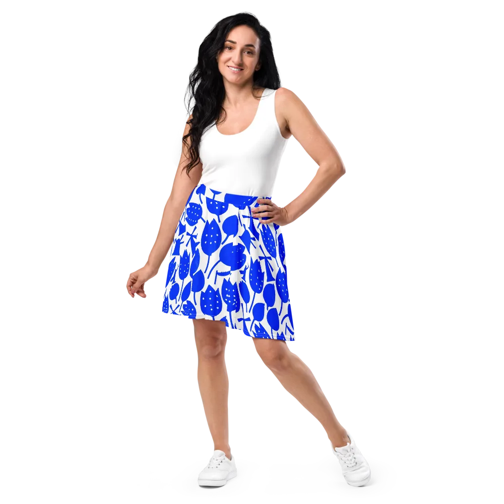 Bluebell Static on Skater Skirt — Front