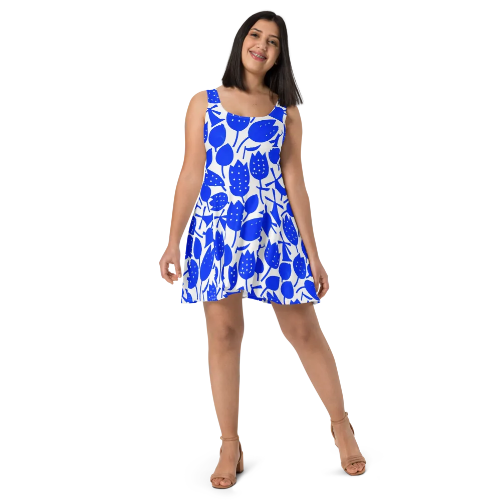 Bluebell Static on Skater Dress — Front