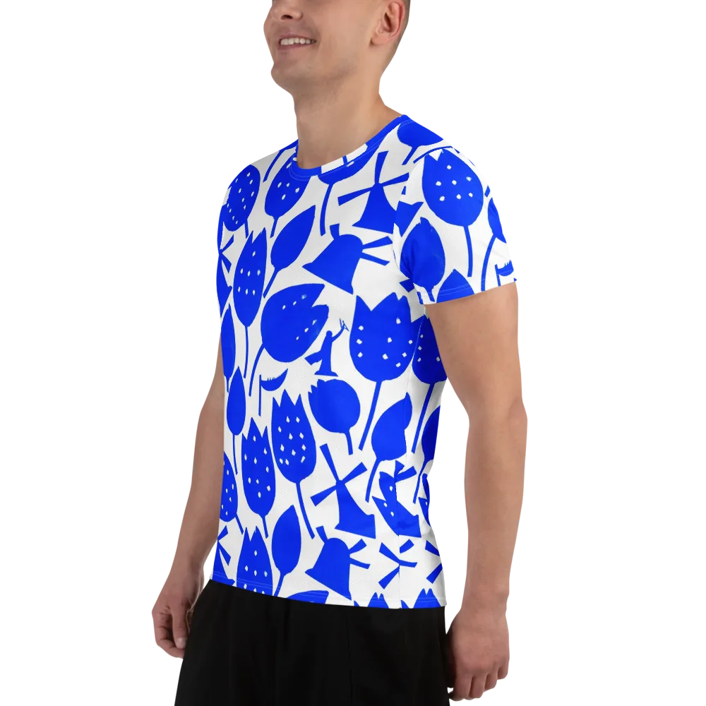Bluebell Static on Men's Athletic T-Shirt — Left