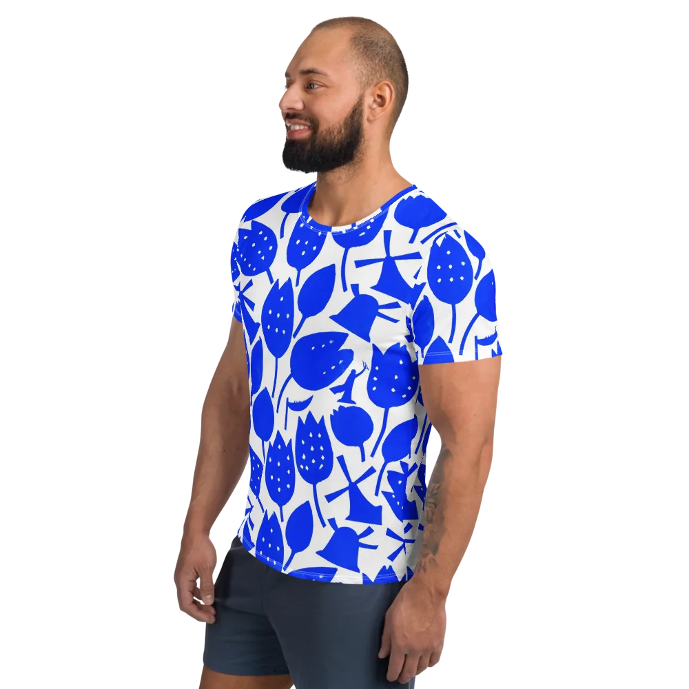 Bluebell Static on Men's Athletic T-Shirt — Left
