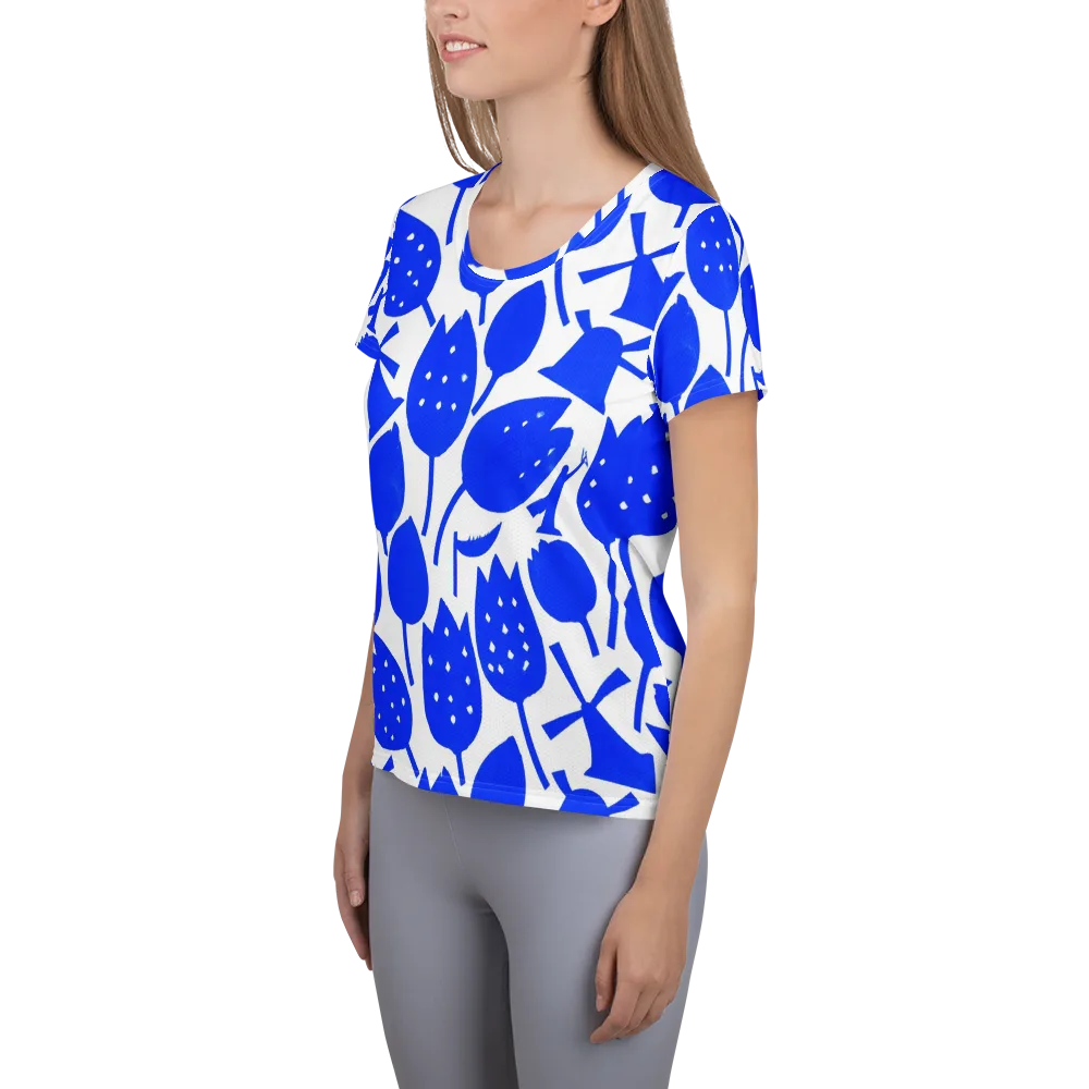 Bluebell Static on Women's Athletic T-Shirt — Left