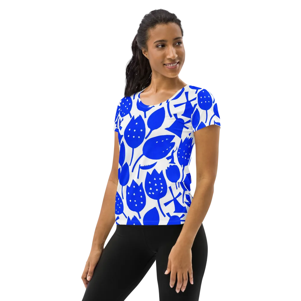 Bluebell Static on Women's Athletic T-Shirt — Left
