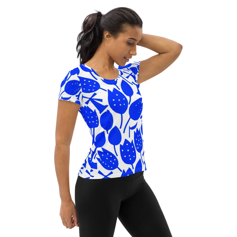 Bluebell Static on Women's Athletic T-Shirt — Right