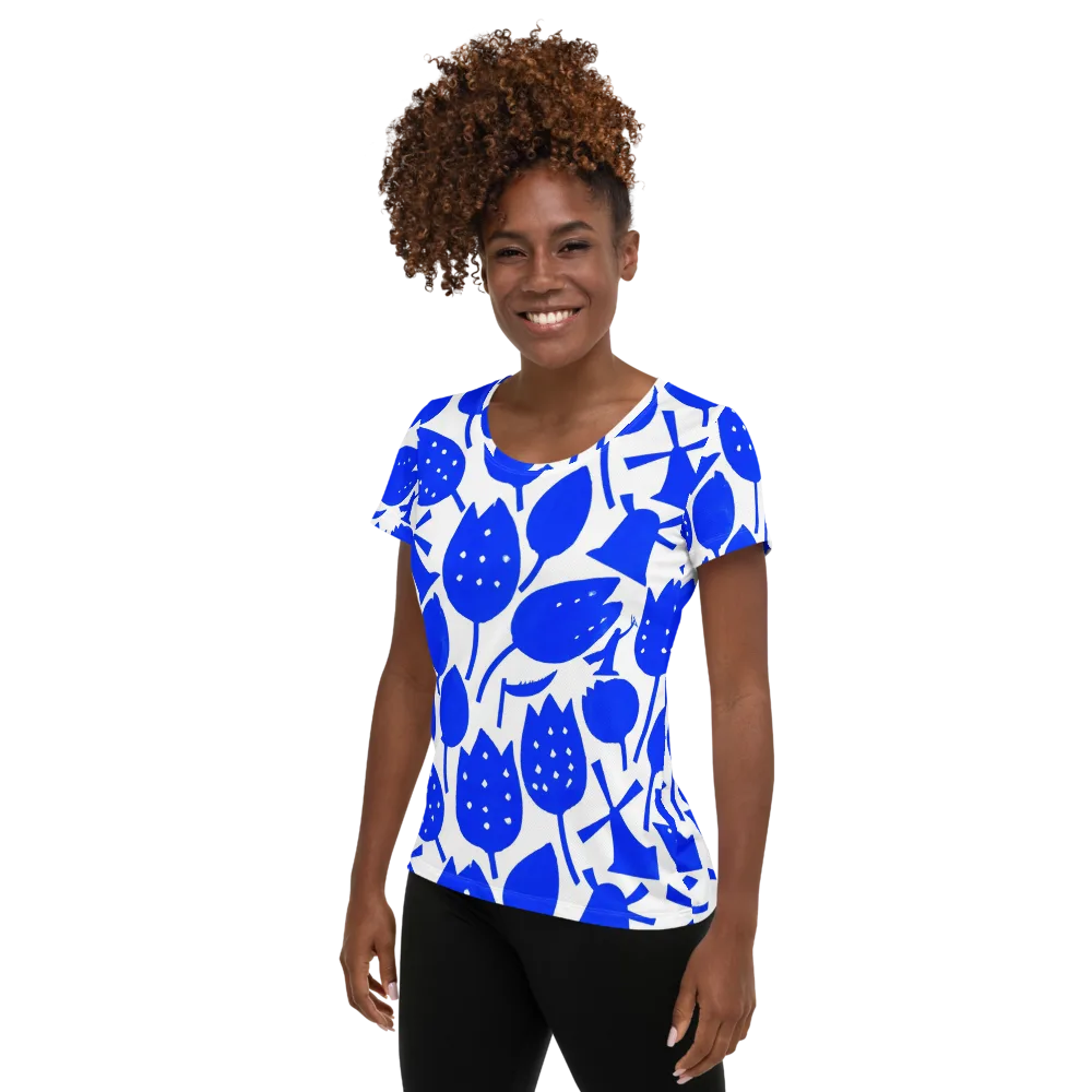 Bluebell Static on Women's Athletic T-Shirt — Left