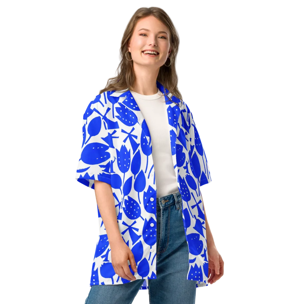 Bluebell Static on Button Shirt — Front